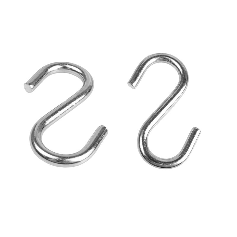 AUXBC 16PCS 2.2 Inch 304 Stainless Steel S Hooks, Heavy Duty M5 Hanging Hooks Metal S Shaped Hangers, Curtain Hanging Connectors S Shaped Utility Hooks - Image 3